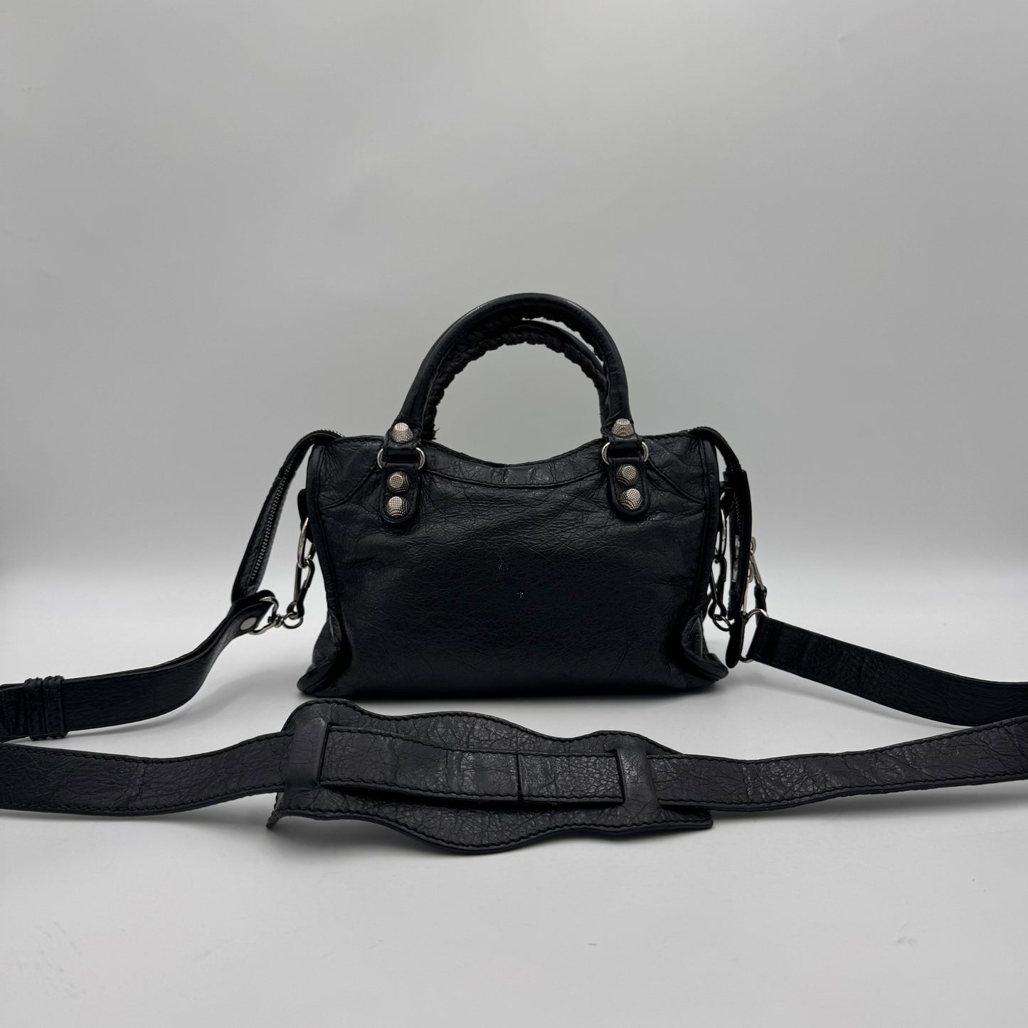 Balenciaga Black Leather Giant 12 Mini City SHW