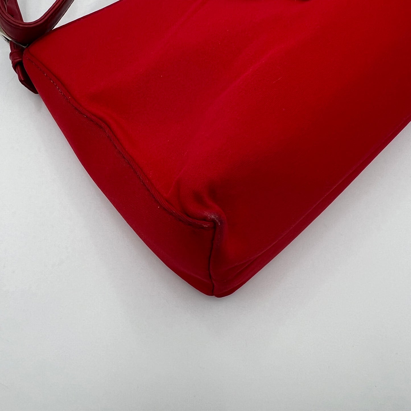 Fendi Red Nylon and Leather Hobo Baguette