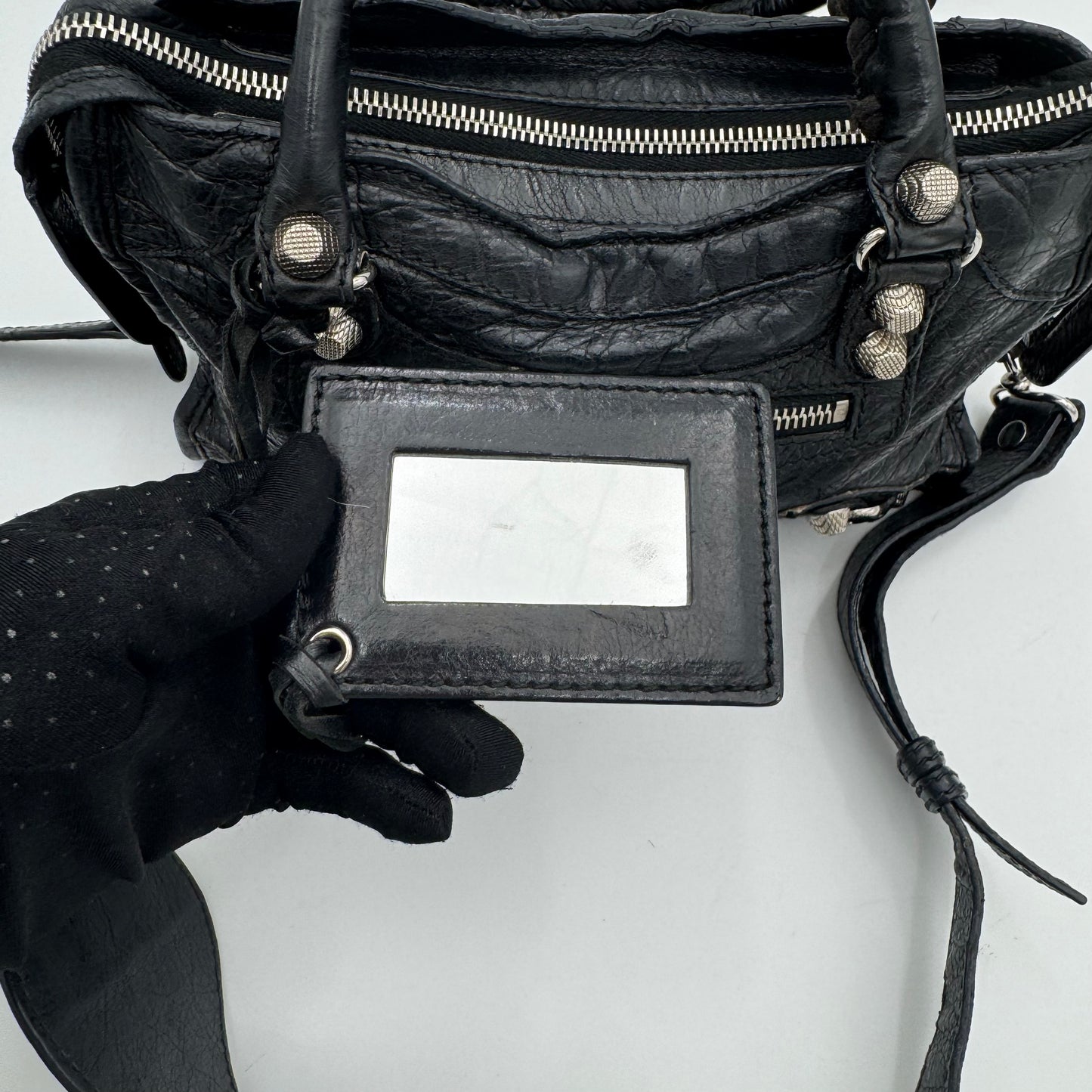 Balenciaga Black Leather Giant 12 Mini City SHW