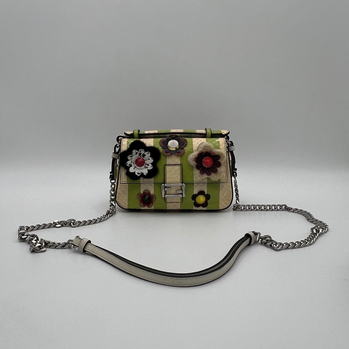 Fendi Flowerland Pythond Double Baguette Crossbody