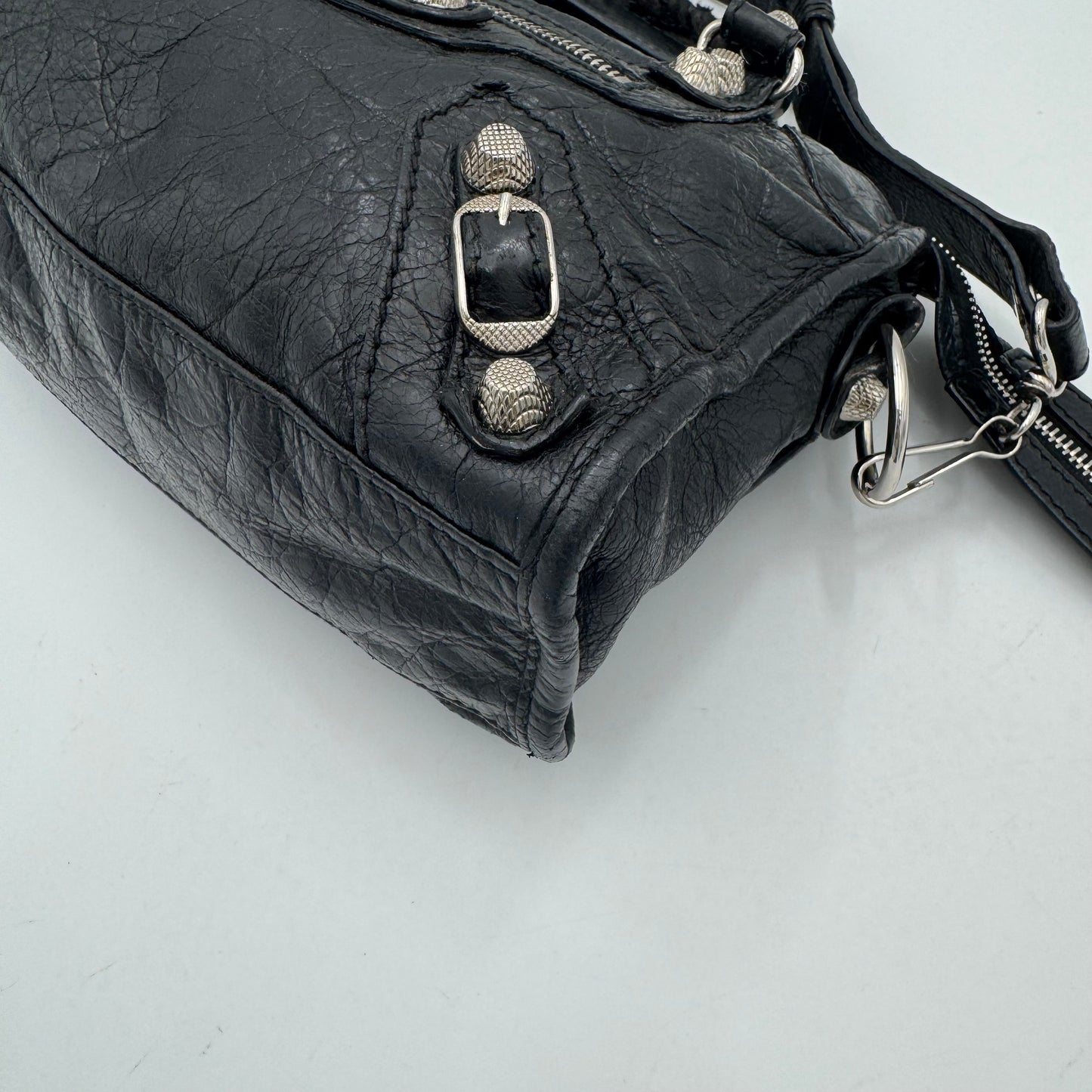 Balenciaga Black Leather Giant 12 Mini City SHW