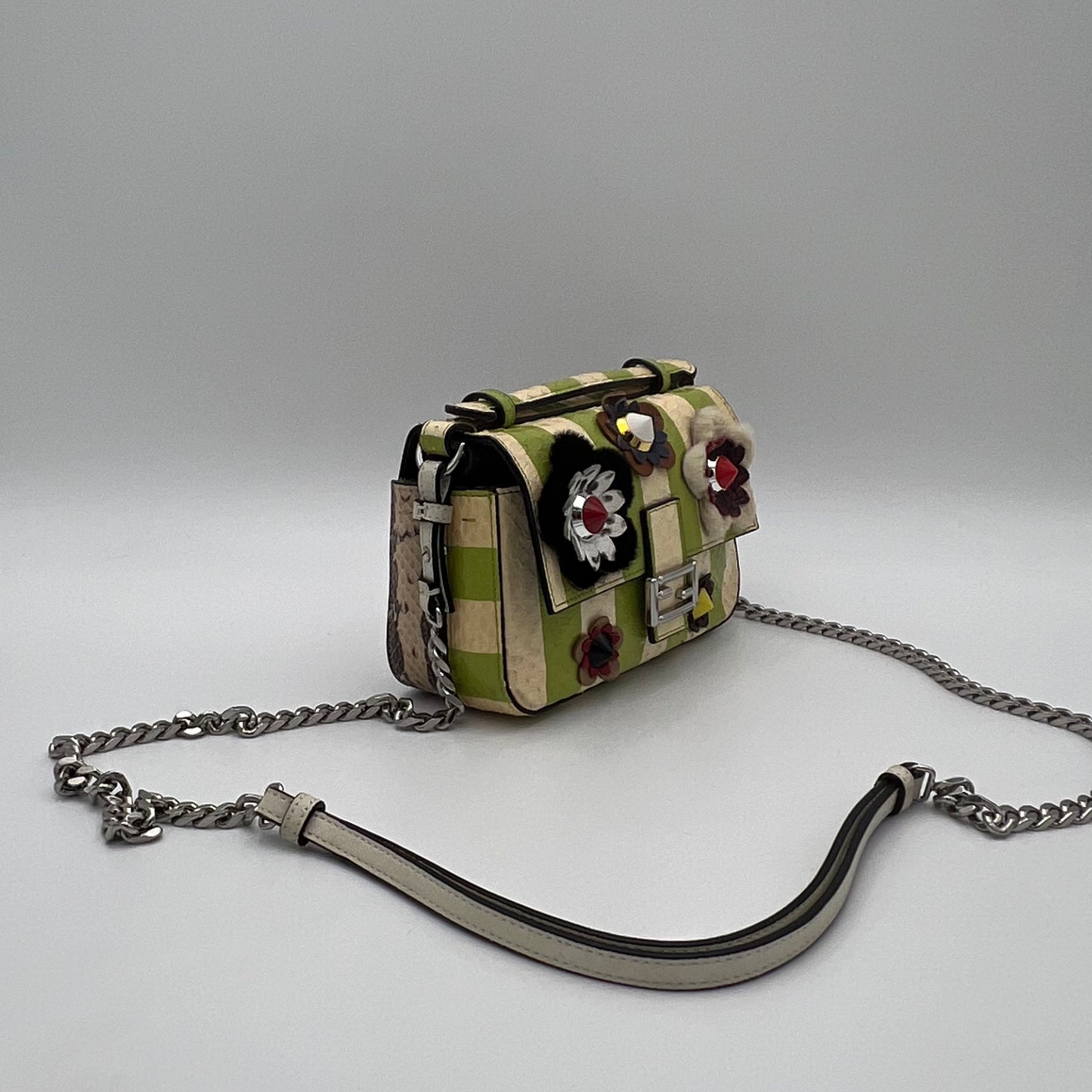 Fendi Flowerland Pythond Double Baguette Crossbody