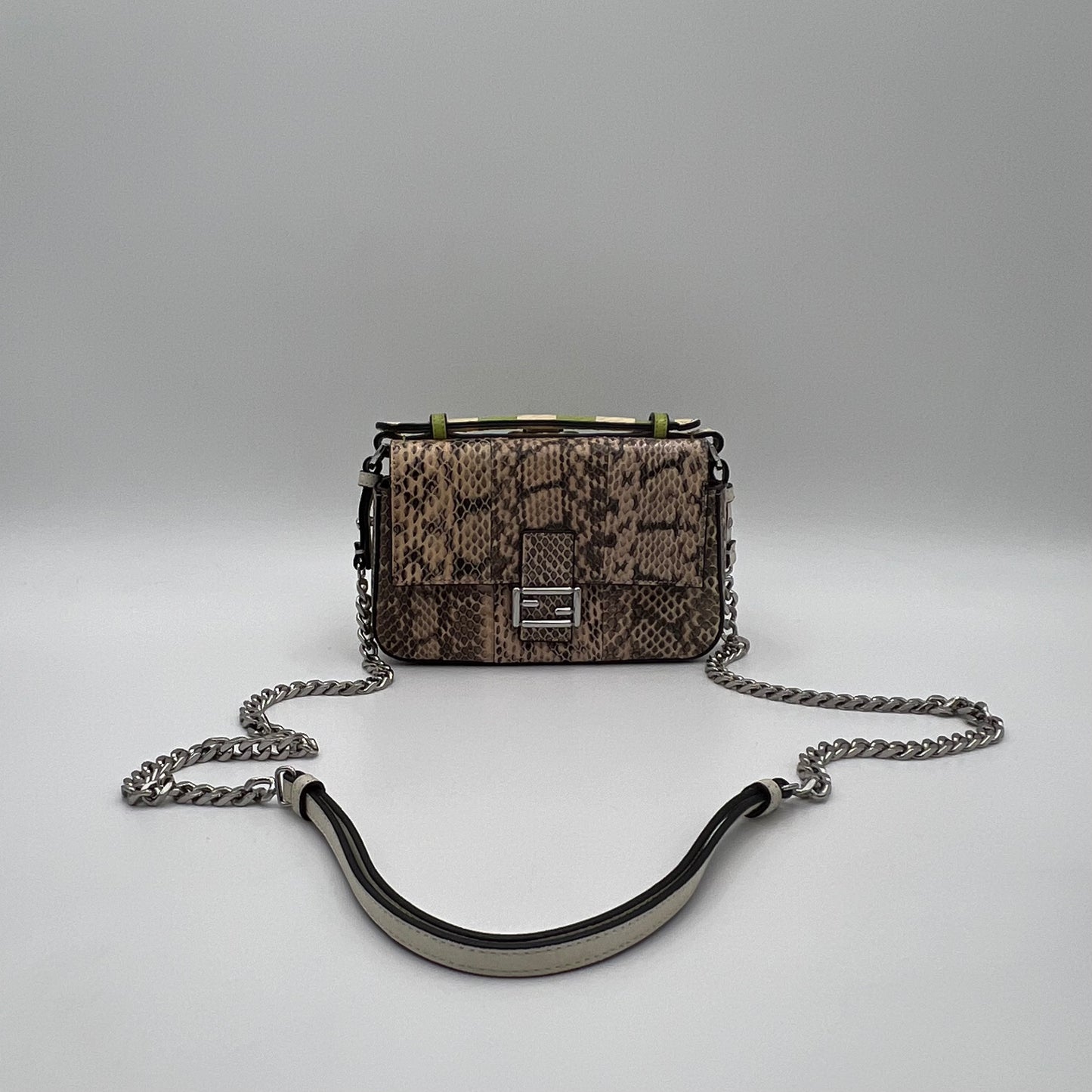 Fendi Flowerland Pythond Double Baguette Crossbody