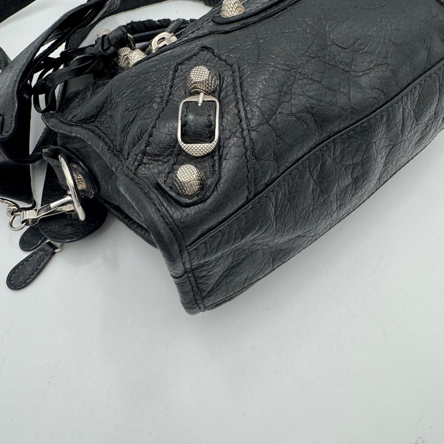 Balenciaga Black Leather Giant 12 Mini City SHW
