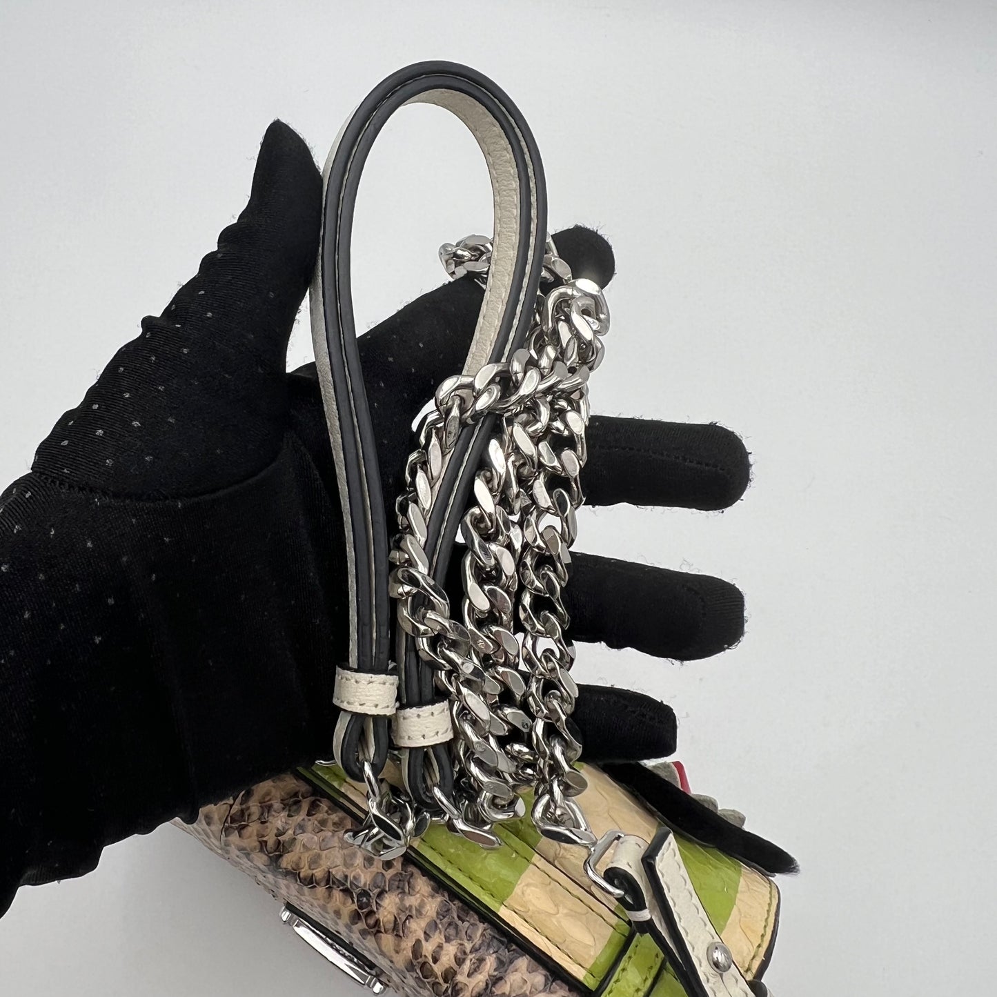 Fendi Flowerland Pythond Double Baguette Crossbody