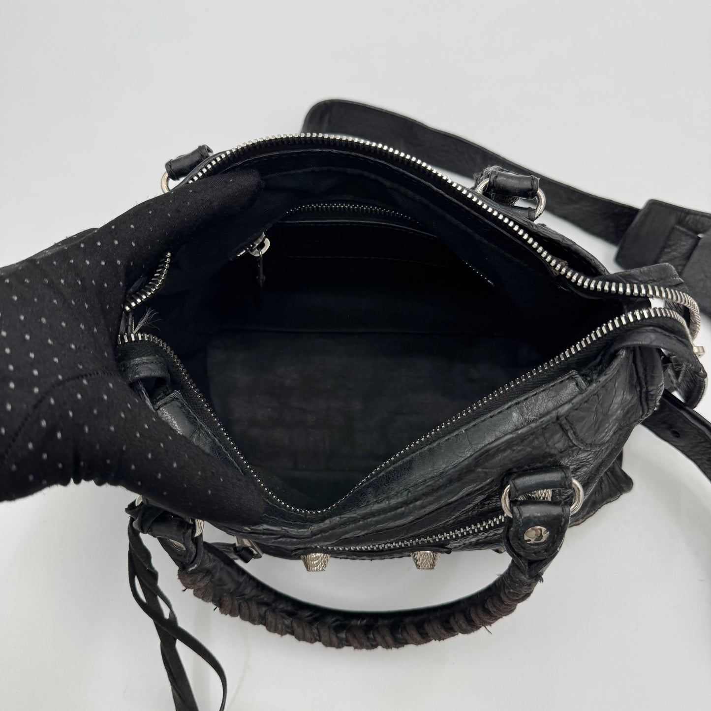 Balenciaga Black Leather Giant 12 Mini City SHW