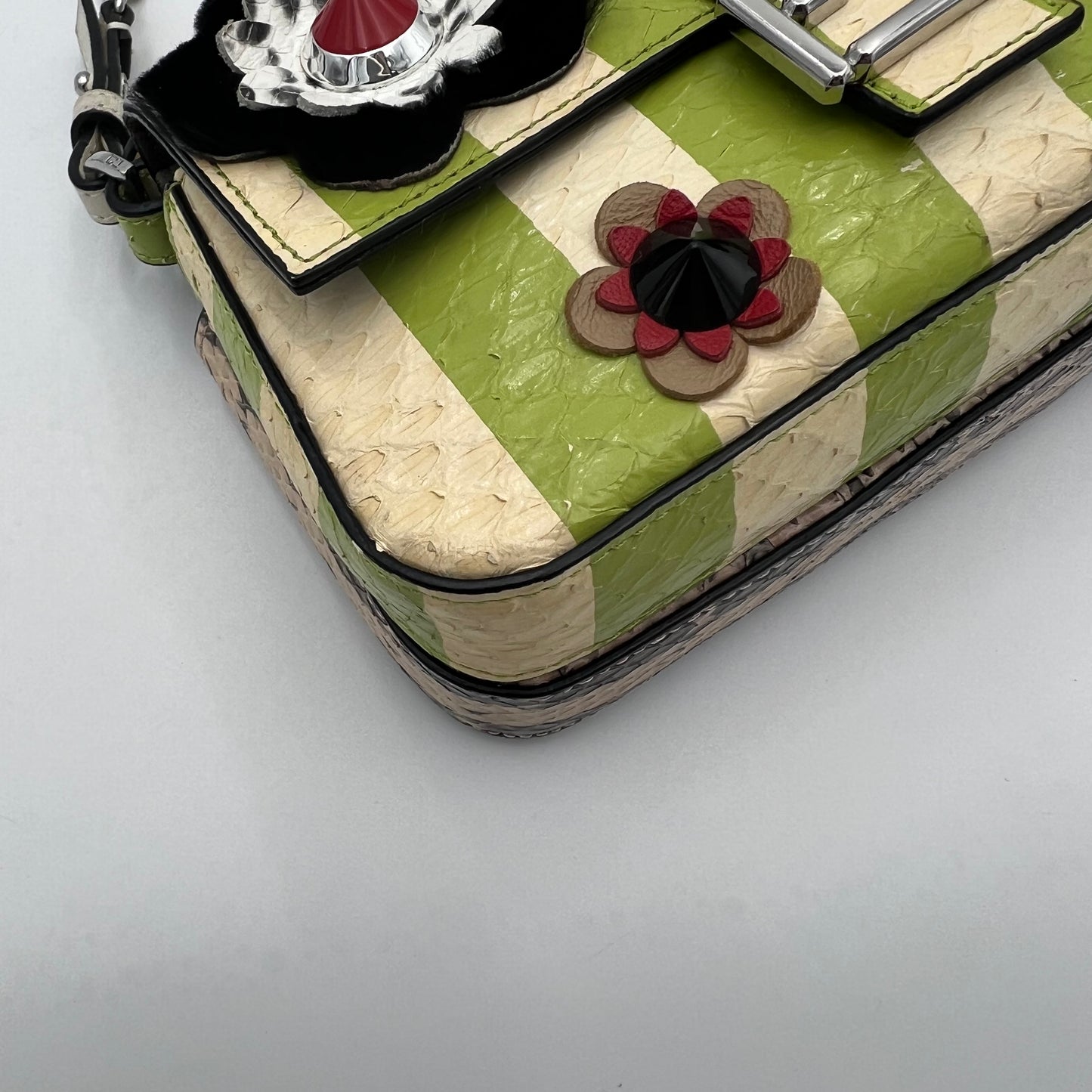 Fendi Flowerland Pythond Double Baguette Crossbody