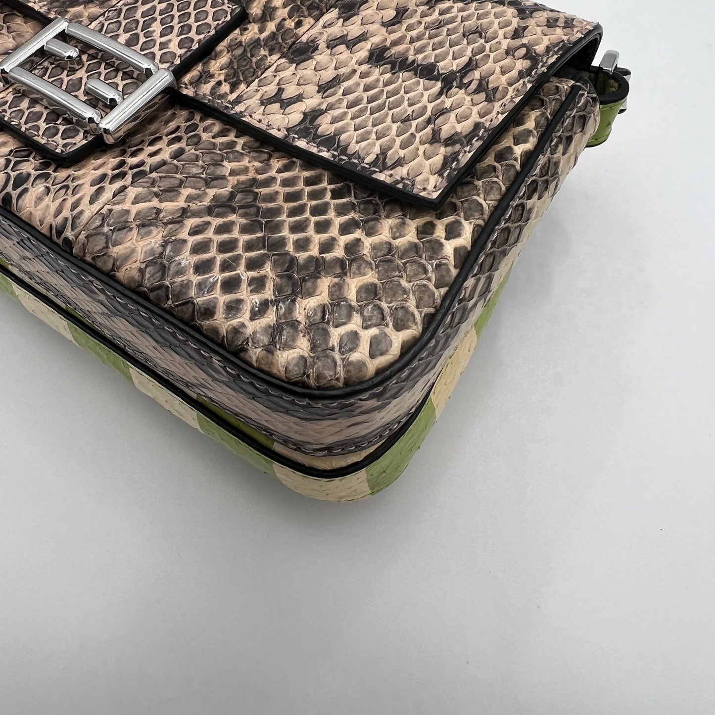 Fendi Flowerland Pythond Double Baguette Crossbody