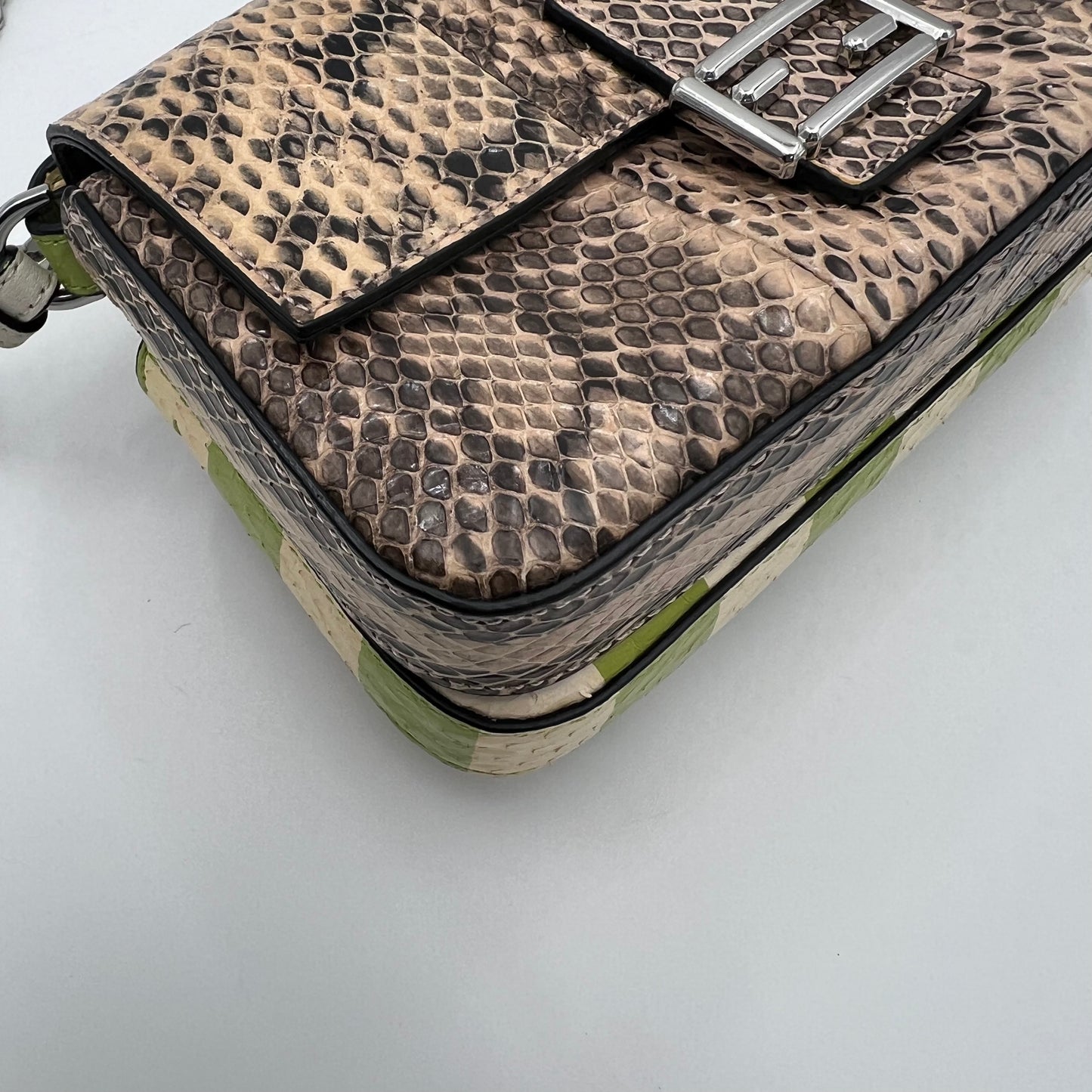 Fendi Flowerland Pythond Double Baguette Crossbody