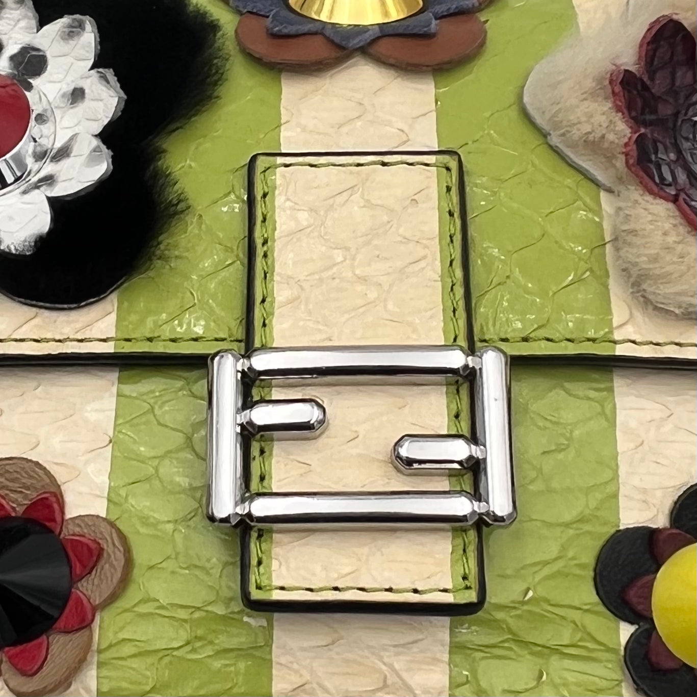 Fendi Flowerland Pythond Double Baguette Crossbody