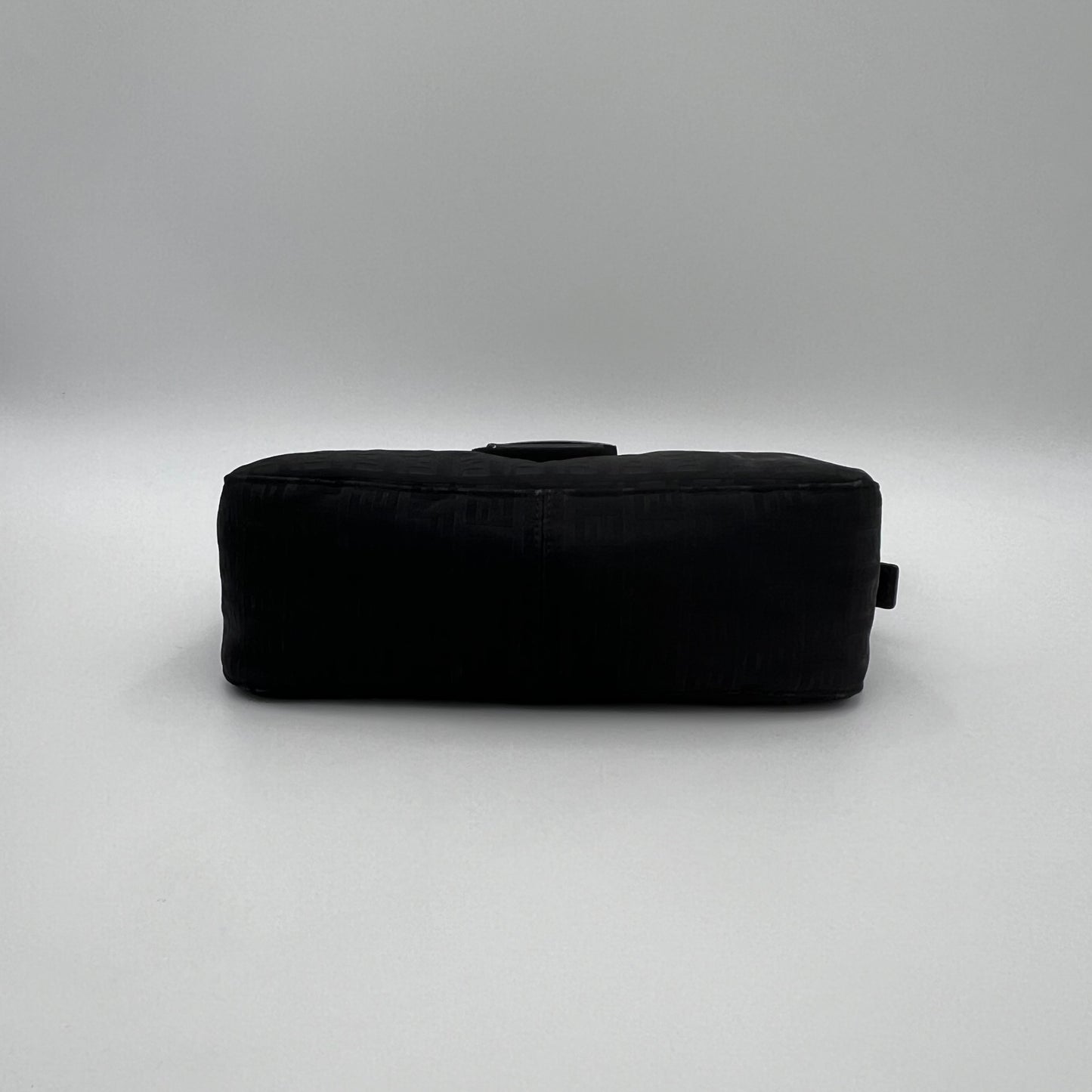 Fendi Black Zucchino Double Flap Baguette