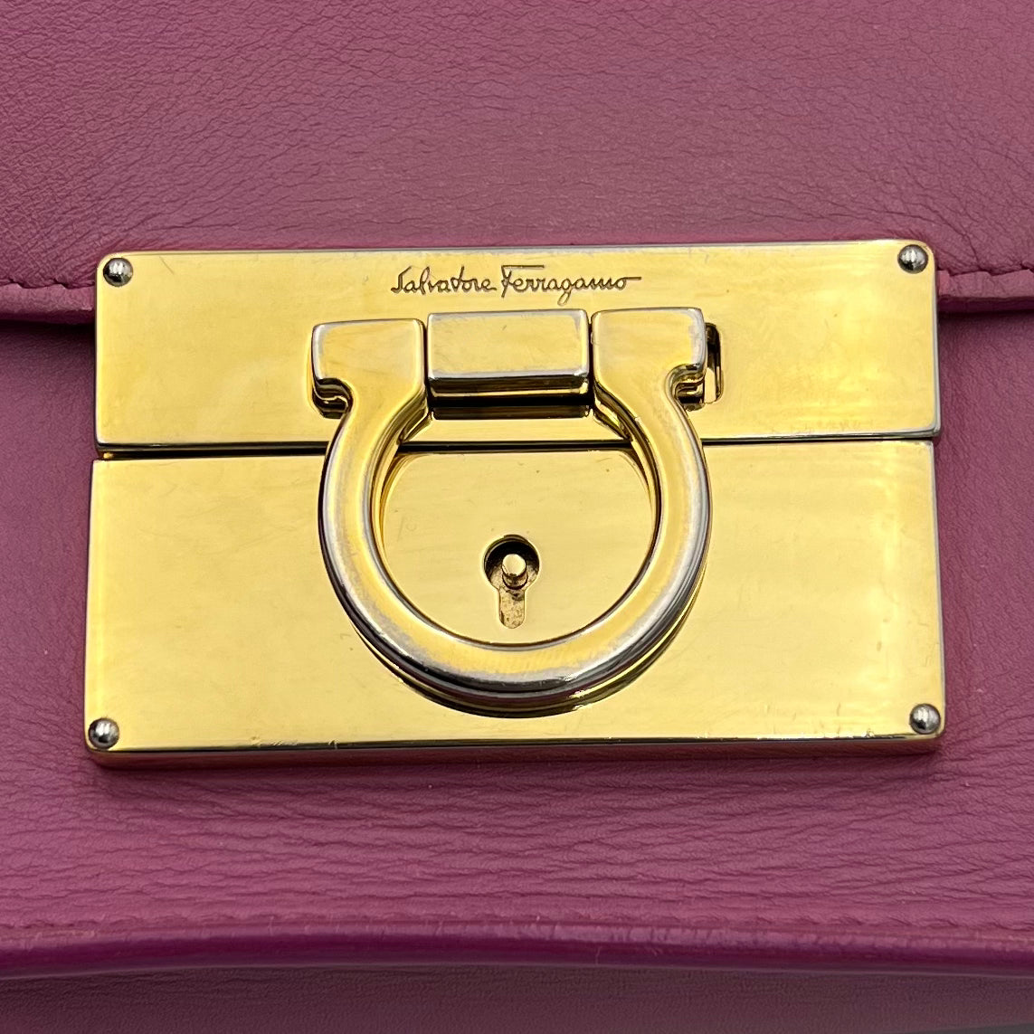 Salvatore Ferragamo Pink Aileen Gancini Top Handle Two-Way Bag