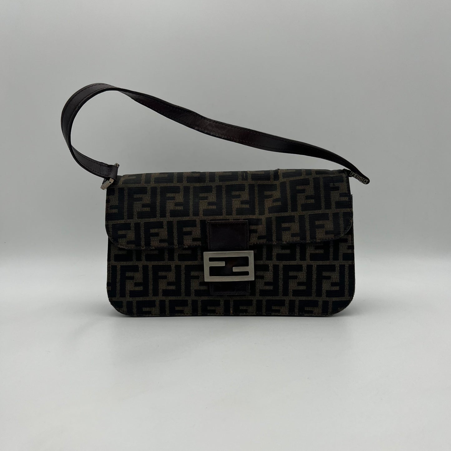 Fendi Tobacco Zucca Flap Shoulder Bag