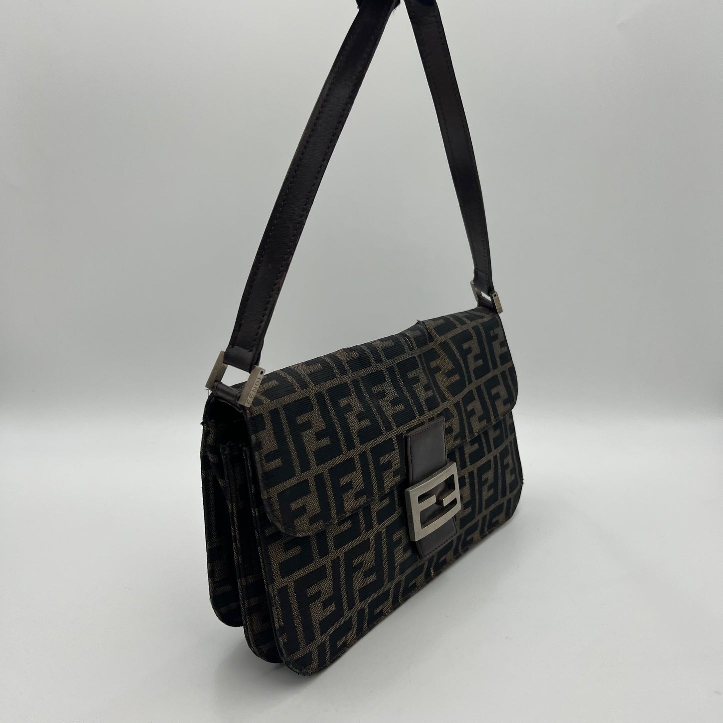 Fendi Tobacco Zucca Flap Shoulder Bag