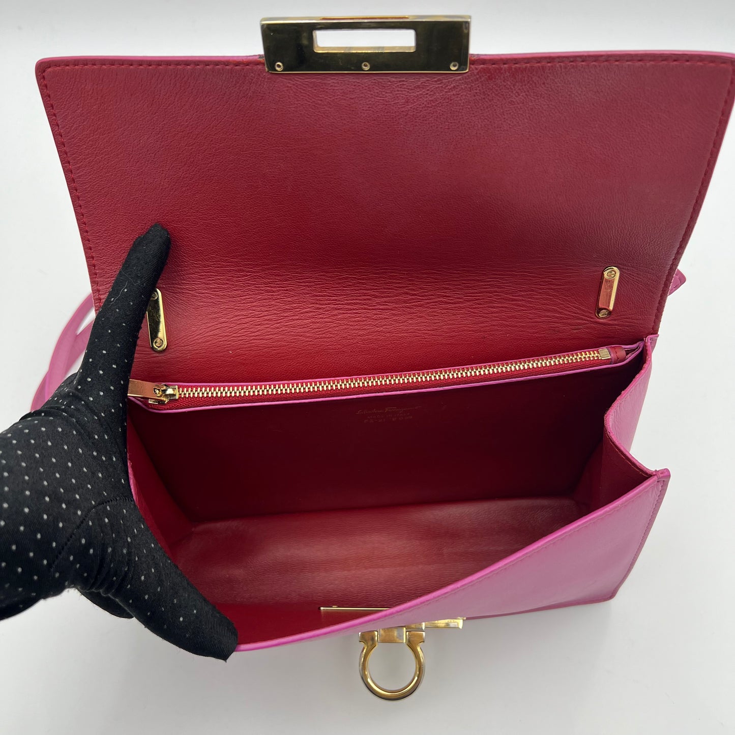 Salvatore Ferragamo Pink Aileen Gancini Top Handle Two-Way Bag