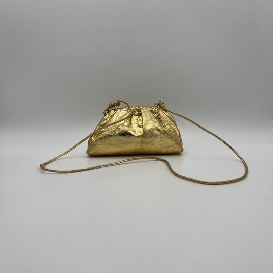 Bottega Veneta Gold Foil Leather Mini The Pouch Bag