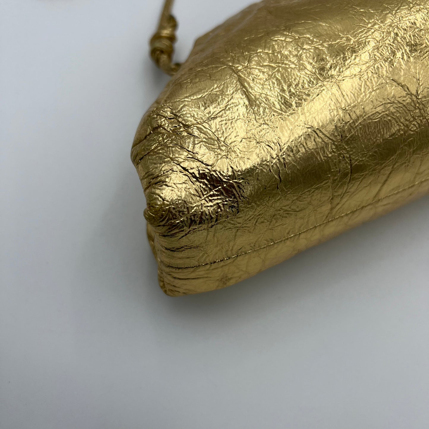 Bottega Veneta Gold Foil Leather Mini The Pouch Bag
