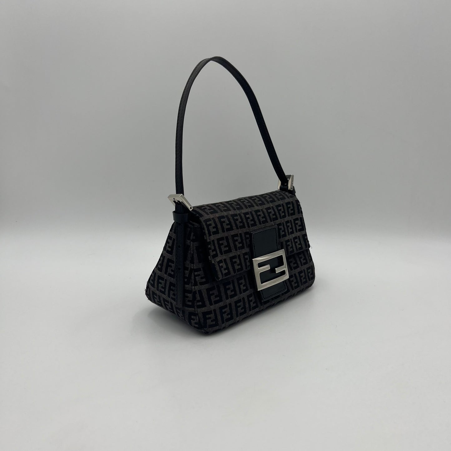 Fendi Black Zucchino Mini Mamma Baguette