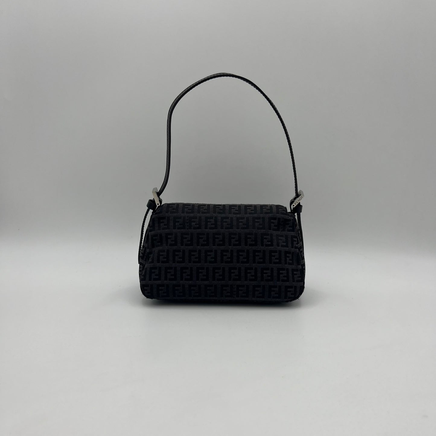 Fendi Black Zucchino Mini Mamma Baguette