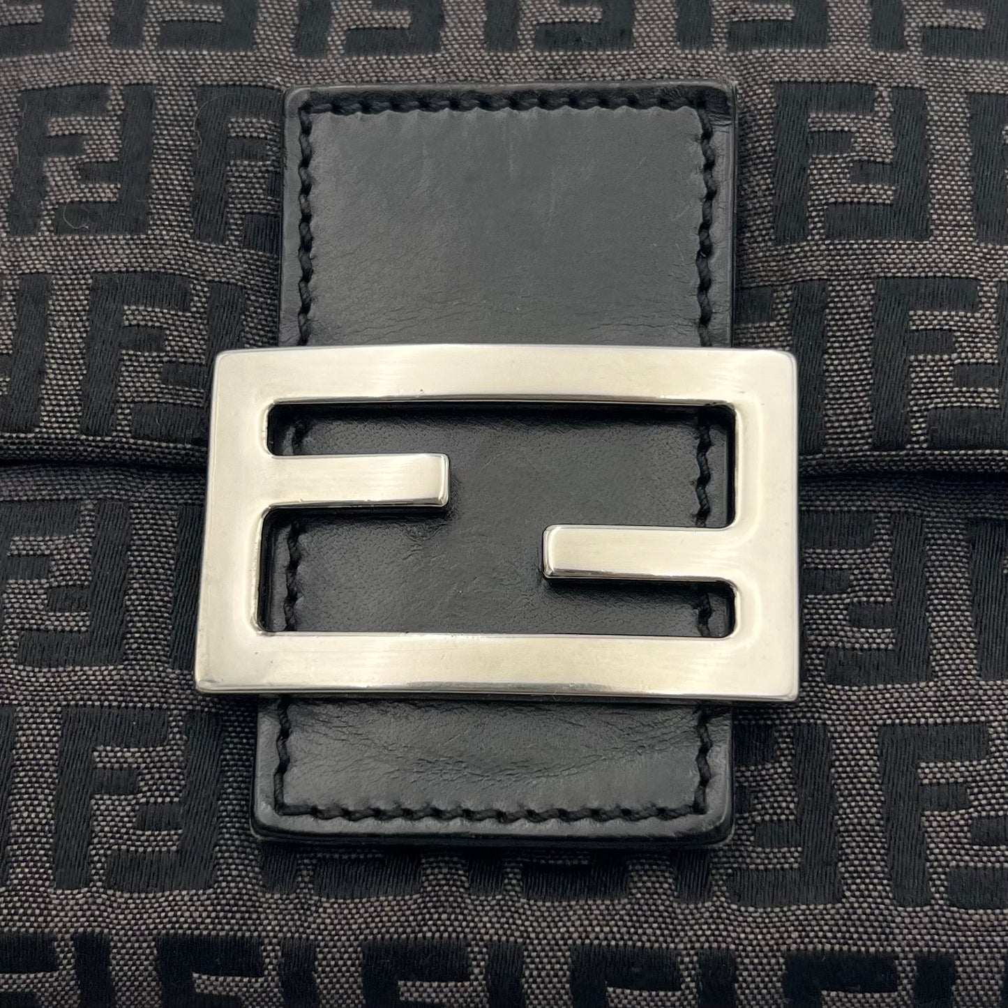 Fendi Black Zucchino Mini Mamma Baguette