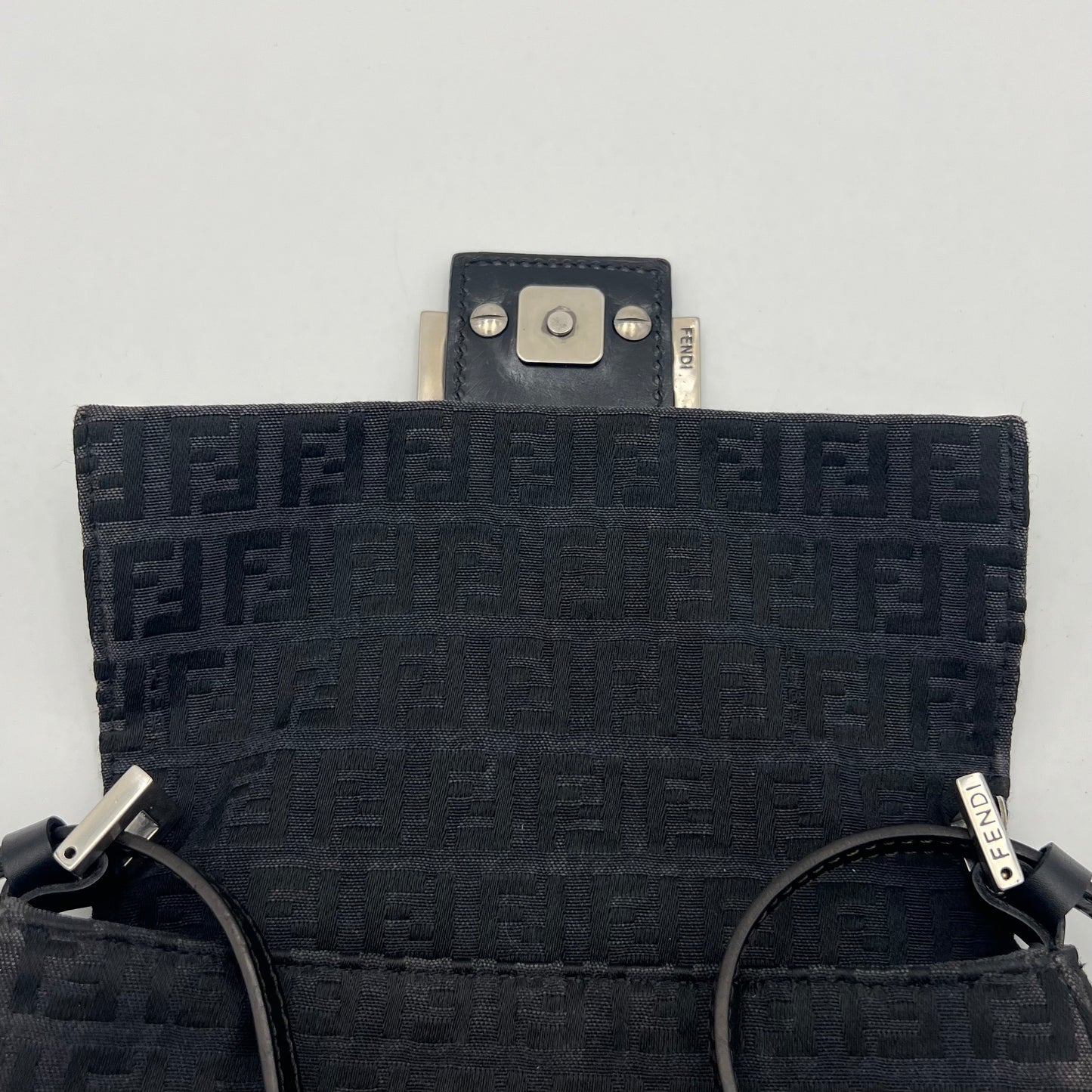 Fendi Black Zucchino Mini Mamma Baguette