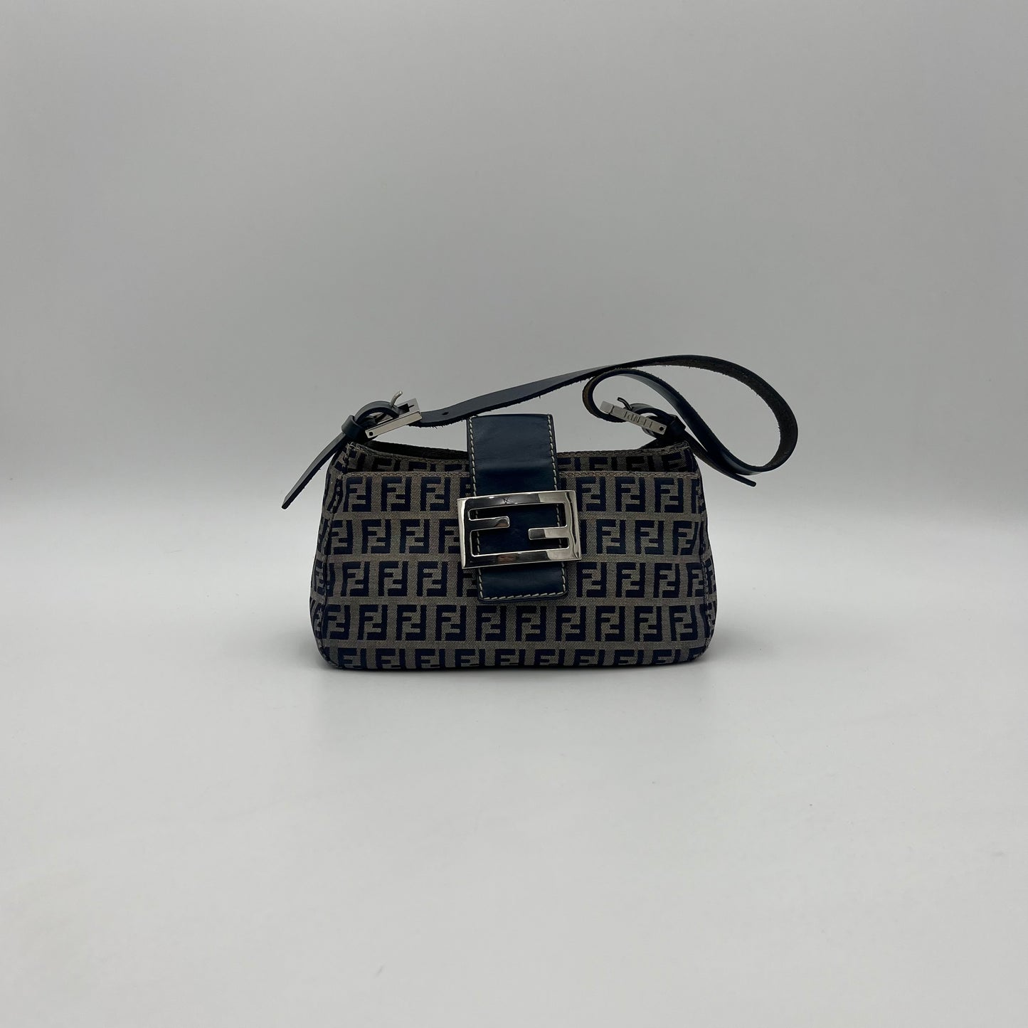 Fendi Dark Blue Zucchino Mini Baguette