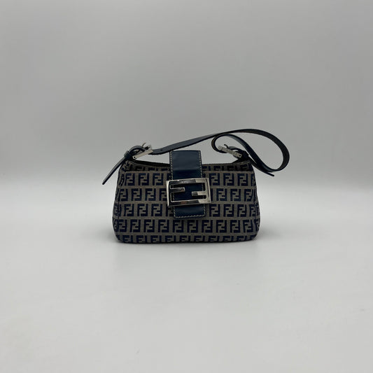 Fendi Dark Blue Zucchino Mini Baguette