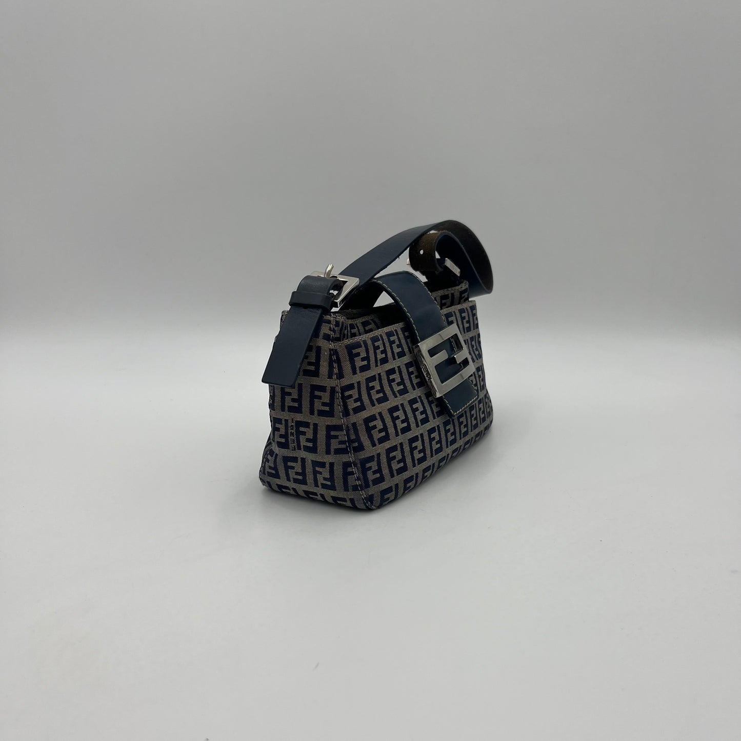 Fendi Dark Blue Zucchino Mini Baguette