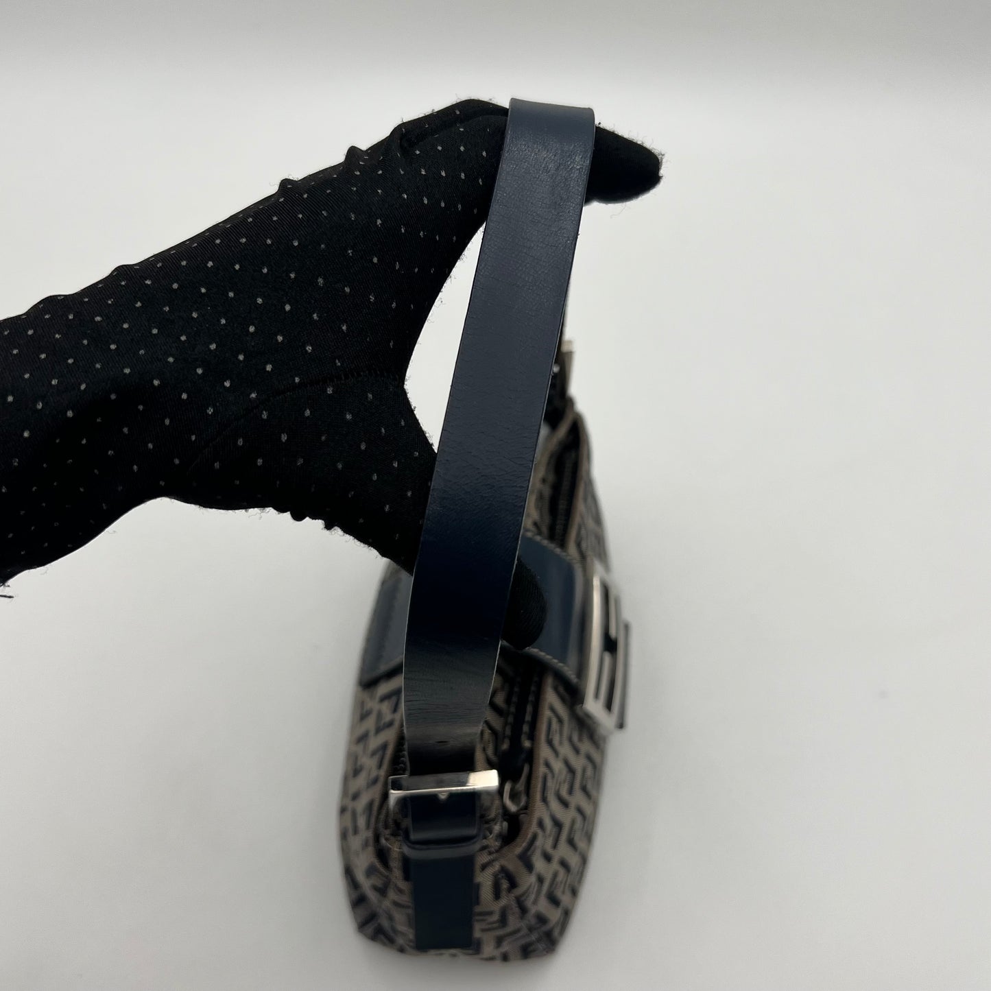 Fendi Dark Blue Zucchino Mini Baguette