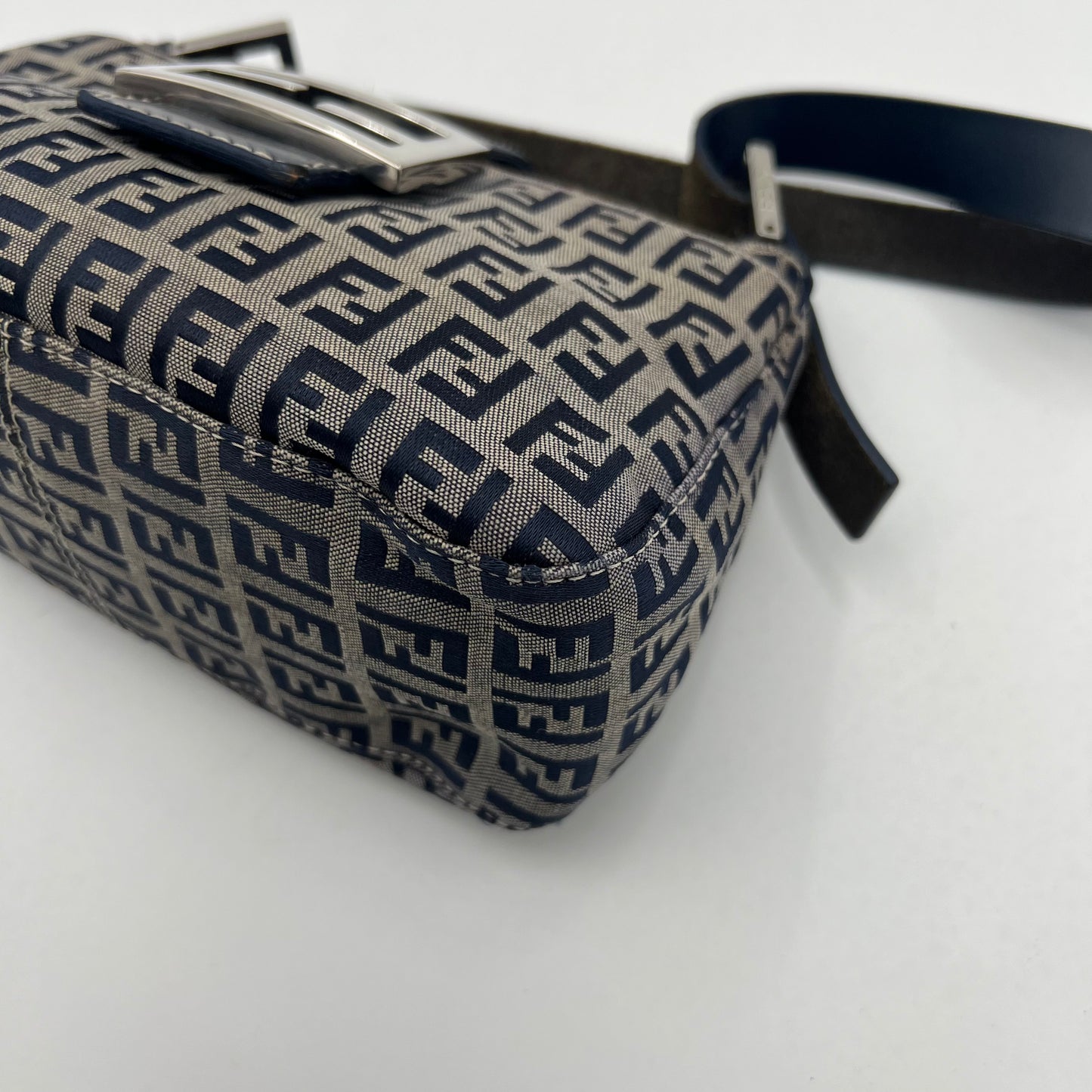 Fendi Dark Blue Zucchino Mini Baguette