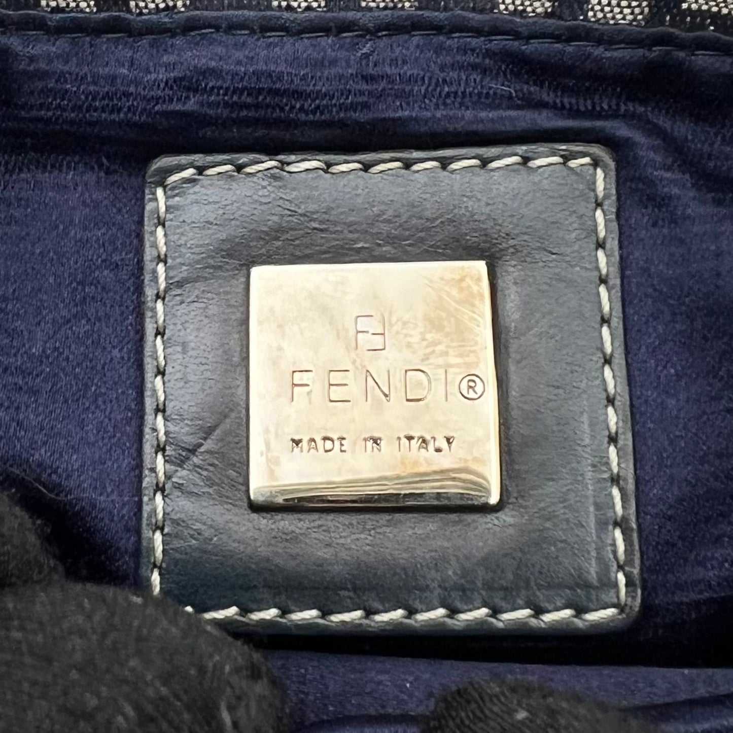 Fendi Dark Blue Zucchino Mini Baguette
