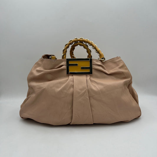 Fendi Nude Pink Leather Mia Large Shoulder Bag