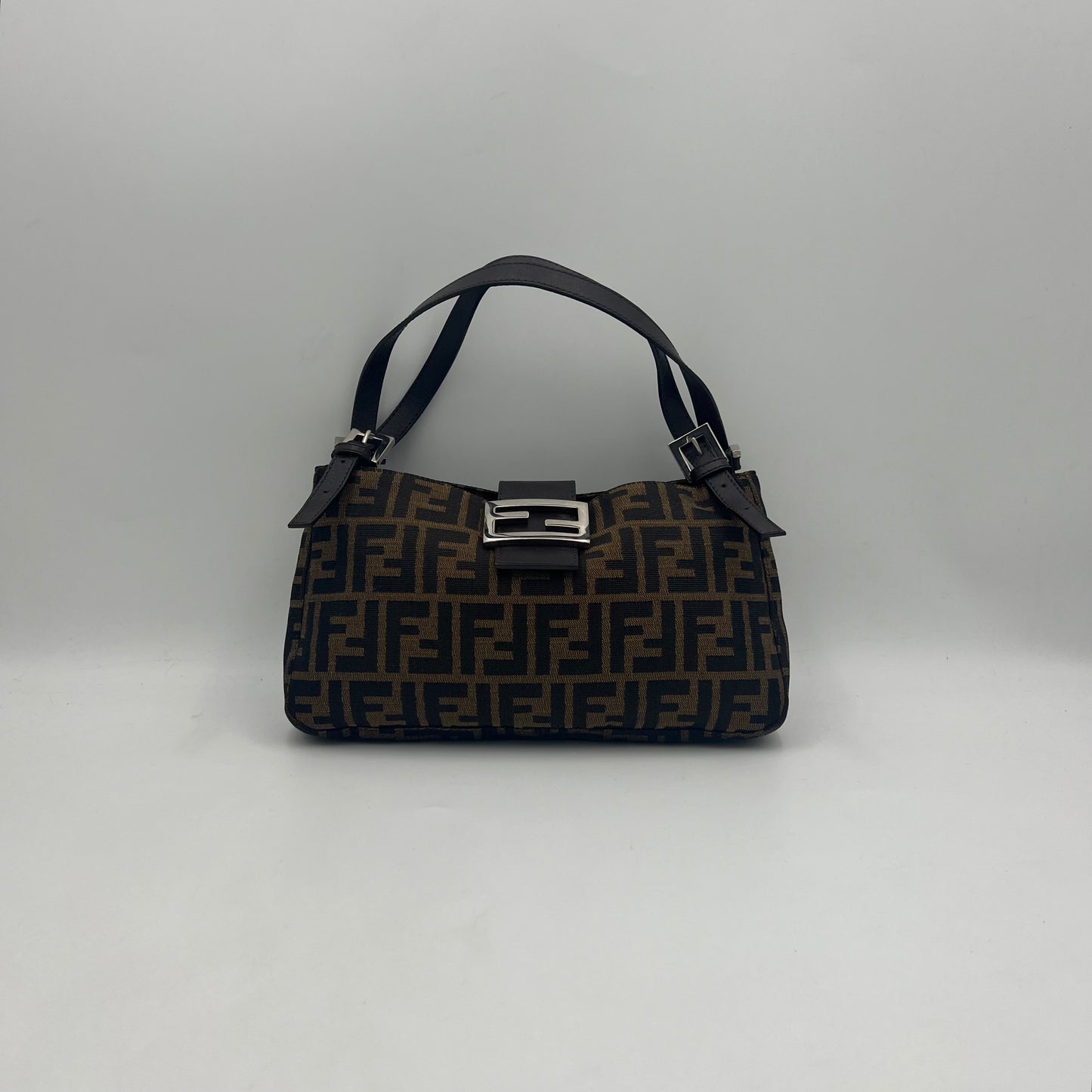 Fendi Tobacco Zucca Double Strap Handbag