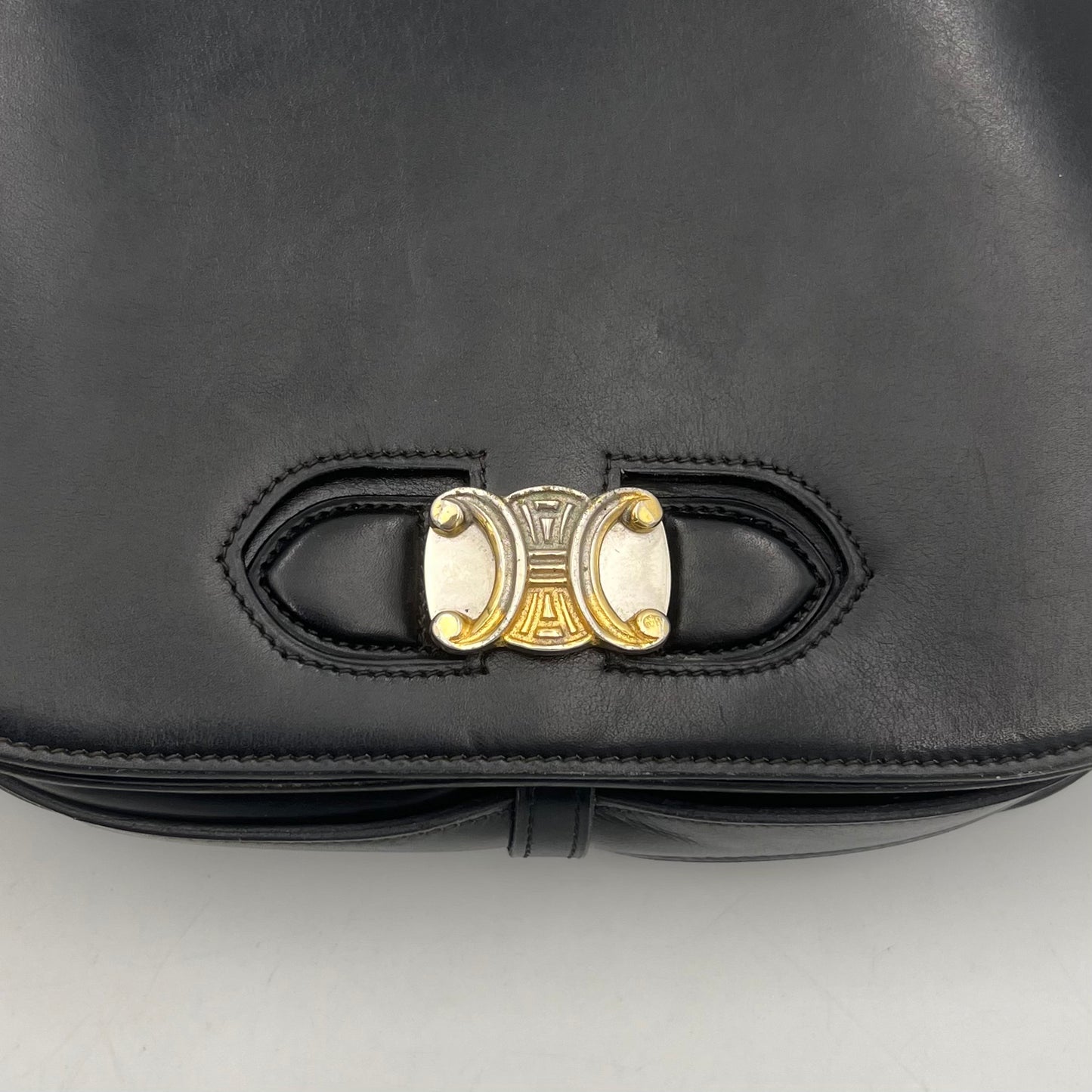 Celine Paris Vintage Triomphe Black Box Shoulder Bag / Sling