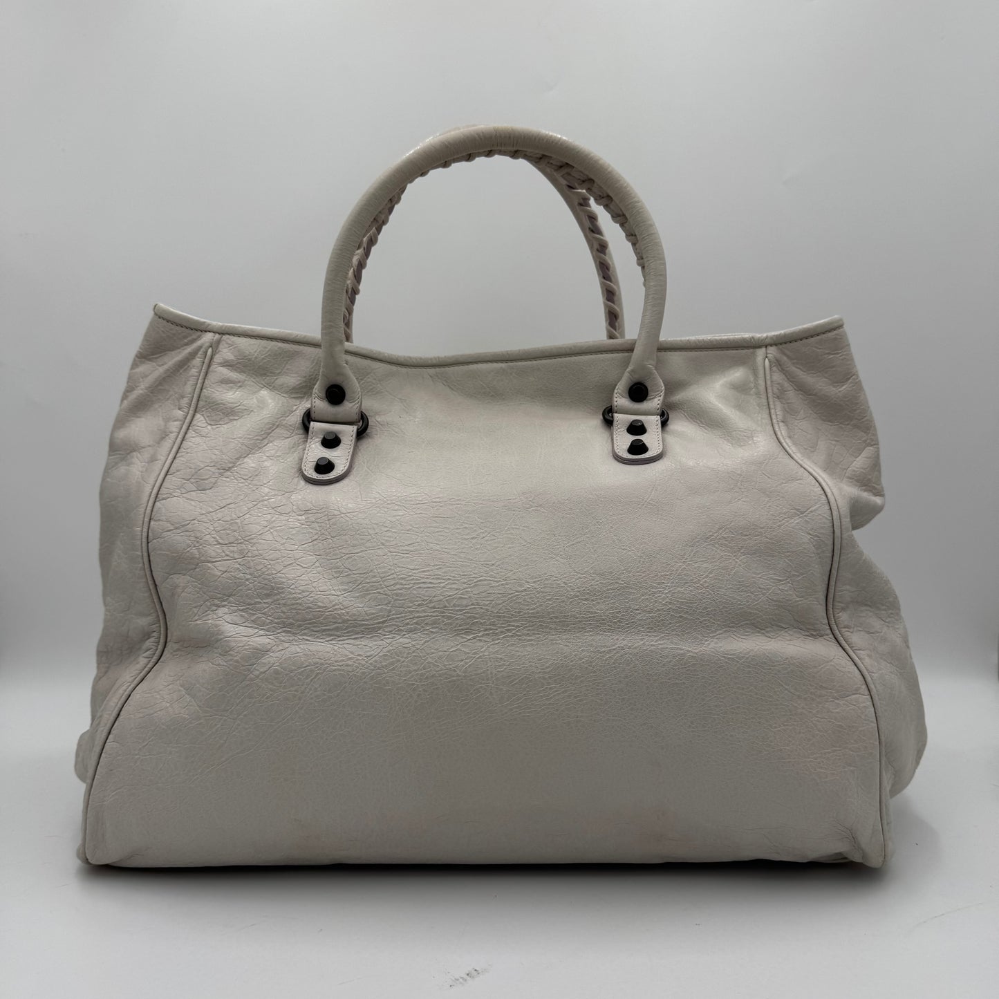 Balenciaga White Leather Classic The Sunday Tote