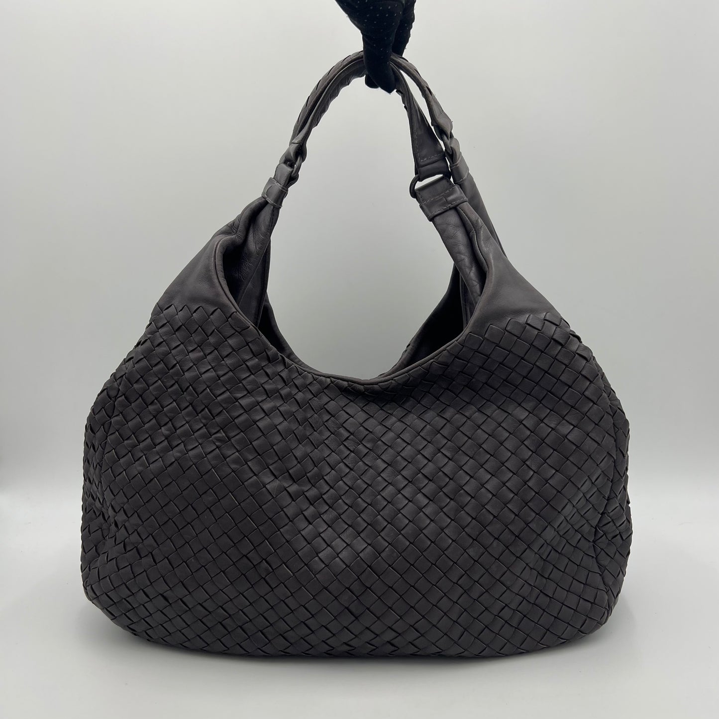 Bottega Veneta Dark Gray Intrecciato Large Campana Hobo Bag