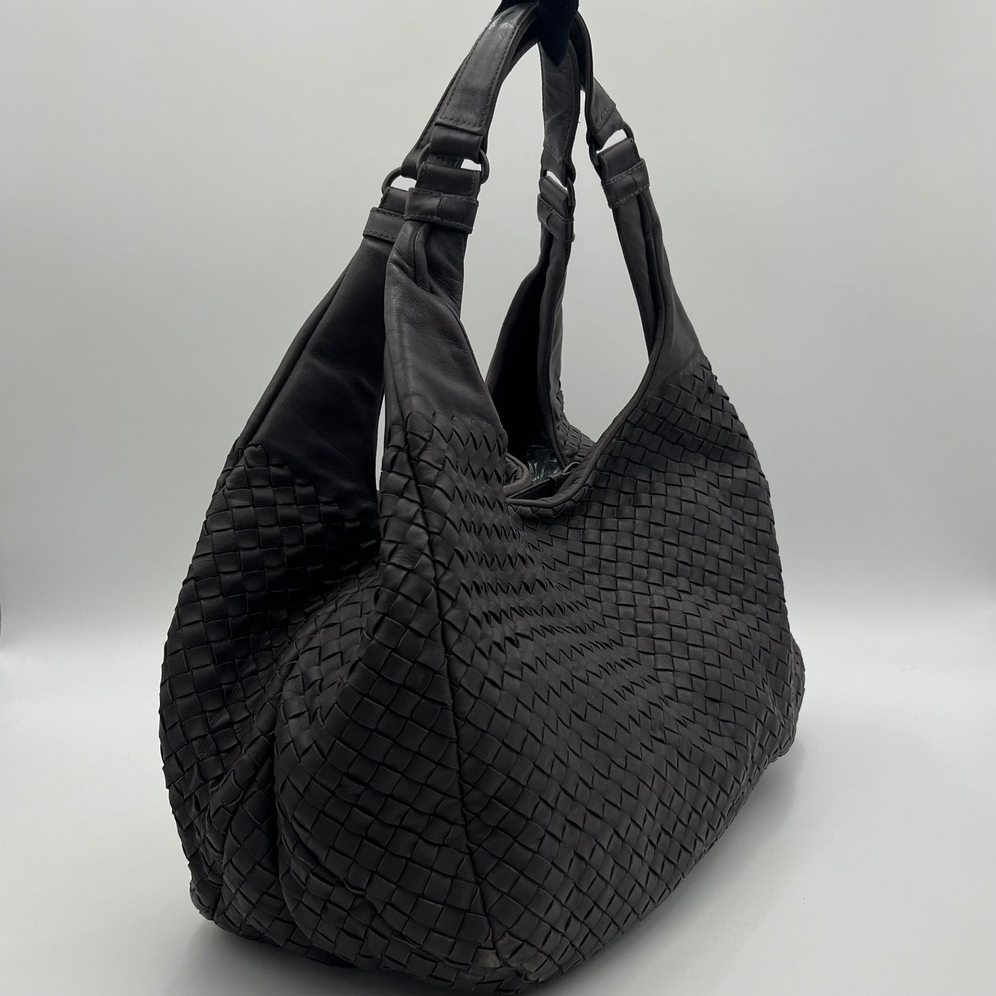 Bottega Veneta Dark Gray Intrecciato Large Campana Hobo Bag