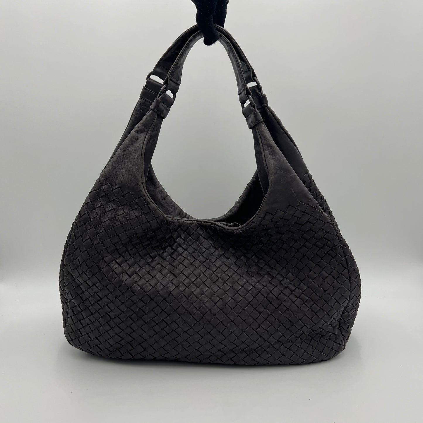 Bottega Veneta Dark Gray Intrecciato Large Campana Hobo Bag