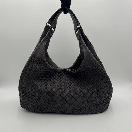 Bottega Veneta Dark Gray Intrecciato Large Campana Hobo Bag