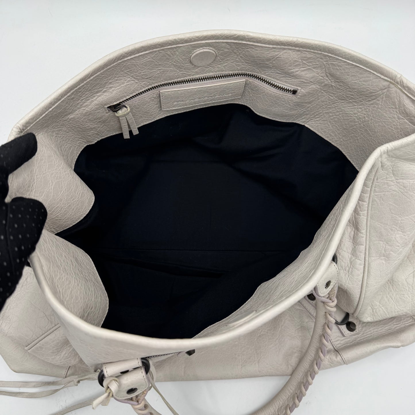 Balenciaga White Leather Classic The Sunday Tote