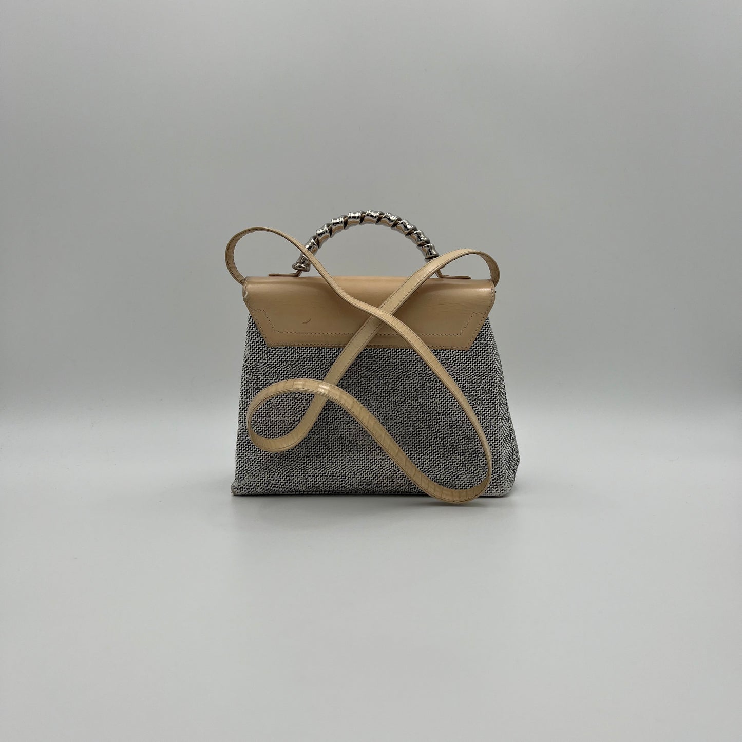 Loewe Beige Patent Leather Twist Handle Velasquez Two-Way Handbag