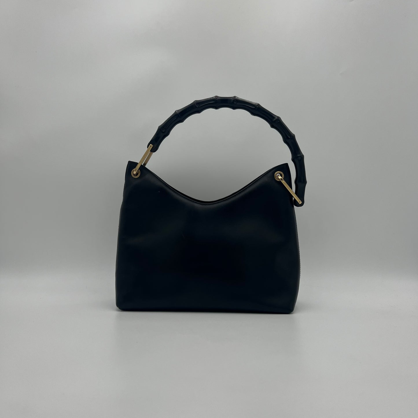 Gucci Black Leather Bamboo Shoulder Bag