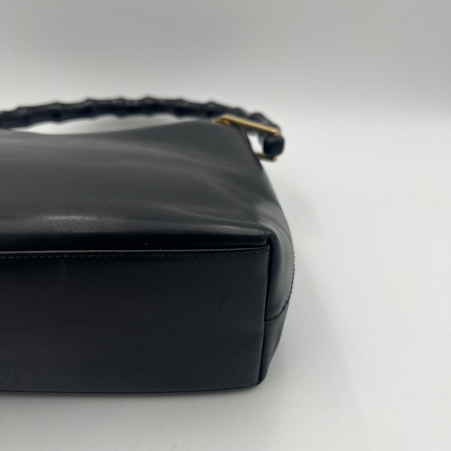 Gucci Black Leather Bamboo Shoulder Bag