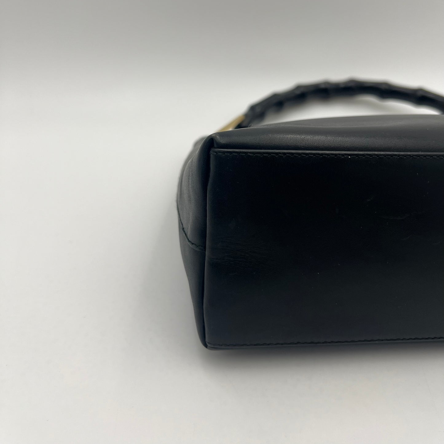 Gucci Black Leather Bamboo Shoulder Bag