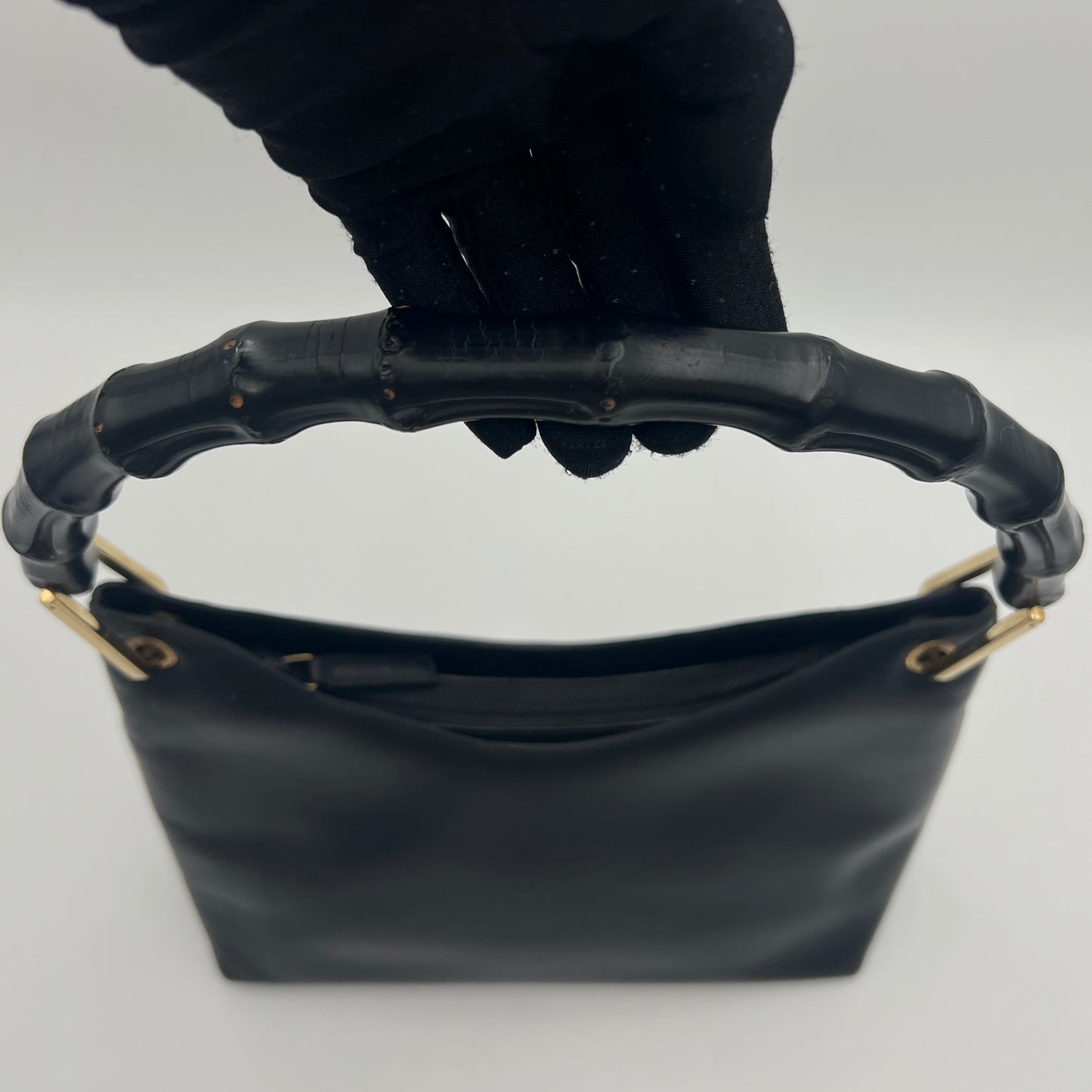 Gucci Black Leather Bamboo Shoulder Bag