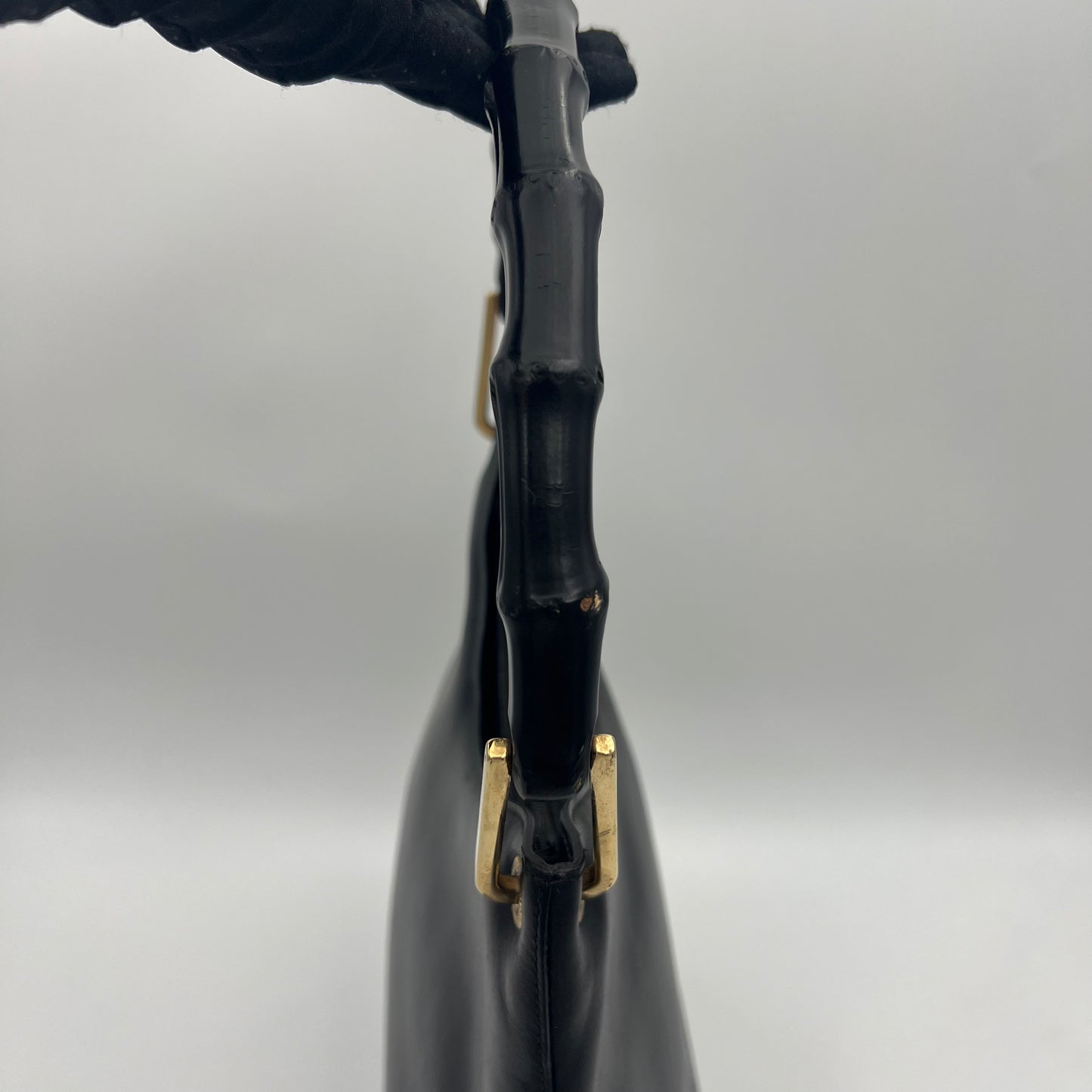 Gucci Black Leather Bamboo Shoulder Bag