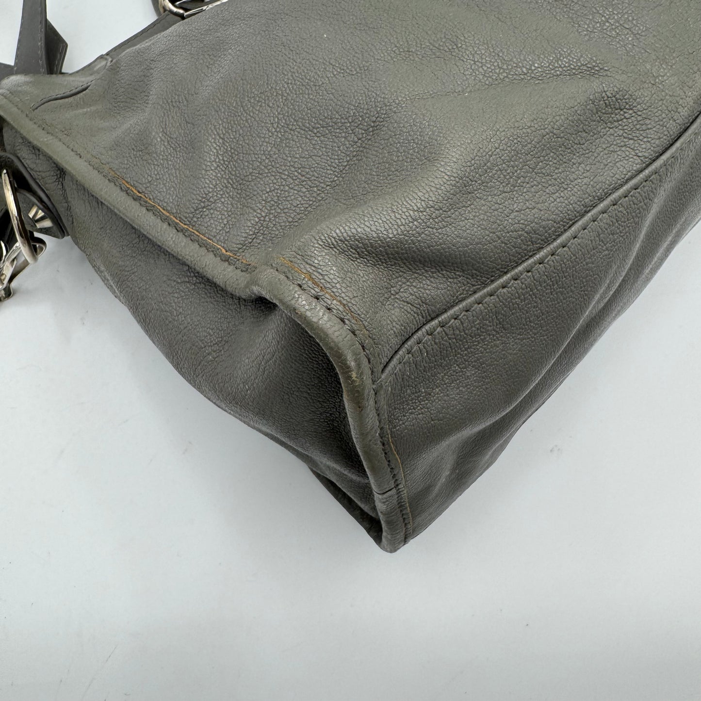 Balenciaga Gray Leather Metallic Edge City SHW