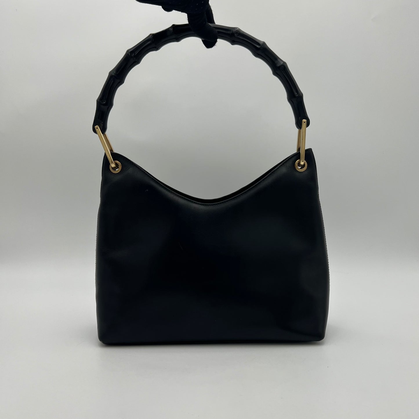 Gucci Black Leather Bamboo Shoulder Bag