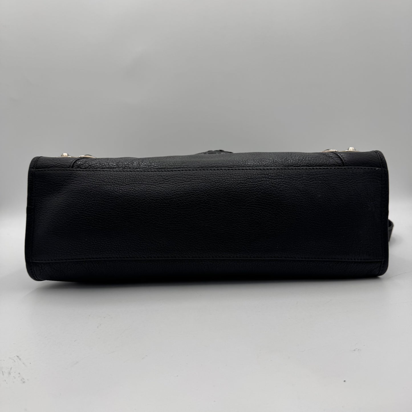 Balenciaga Black Leather Metallic Edge City SHW