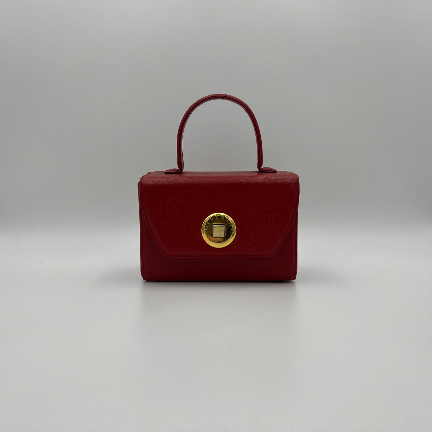 Givenchy Sacs Red Leather Twist Lock Box Handbag